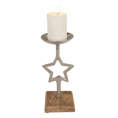 Silver coloured candleholder, Star