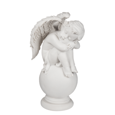 Sitzender Engel auf Kugel, ca. 14 x 24 cm,