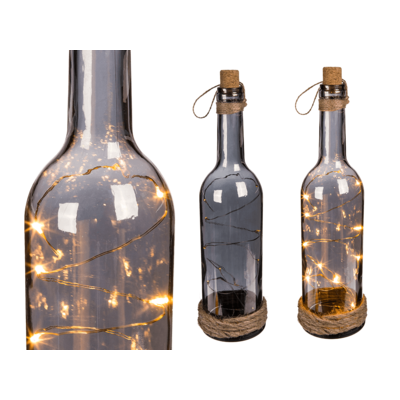Smoked glass bottle with 10 warm white LED,