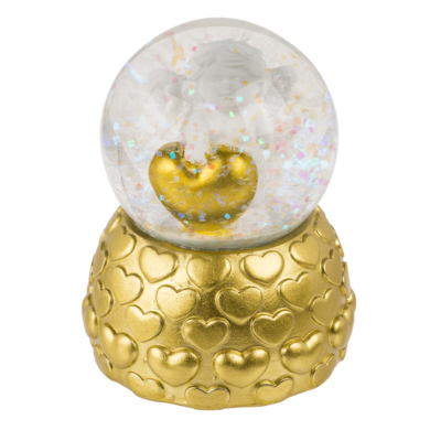Snow globe, favorite angel, on golden socket,