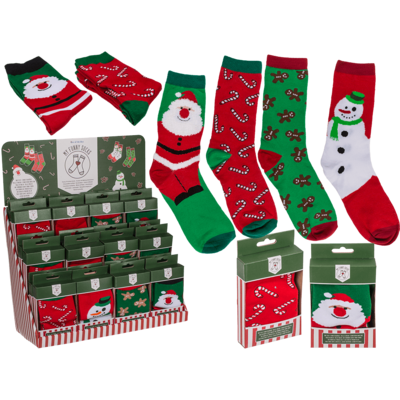Socken mit Weihnachtsmotiven, Einheitsgröße,