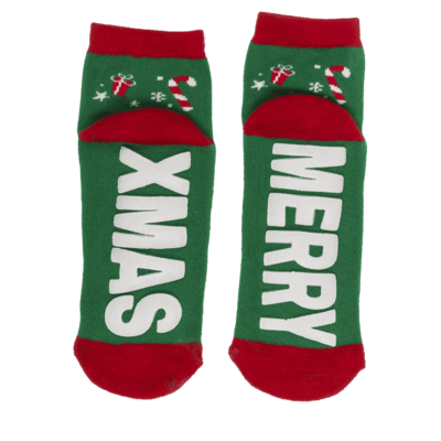 Socks, with ABS sole, Merry XMas, one size,