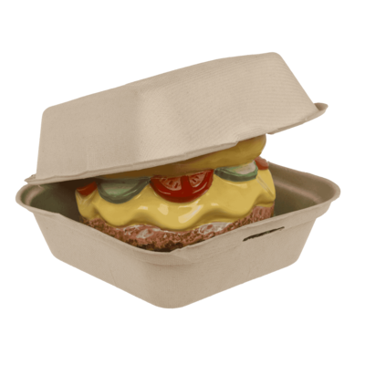 Spardose mit Schloss, Burger mit Augen in Box,