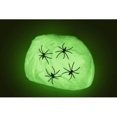 Spiderweb, Glow in the dark, incl. 4 spiders,
