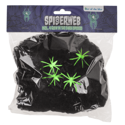 Spiderweb, incl. 4 glow in the dark spiders,