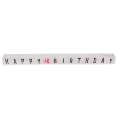 Square candles with letters, Happy 40 Birthday,