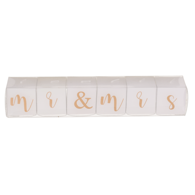 Square candles with letters, Mr. & Mrs.,