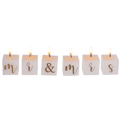 Square candles with letters, Mr. & Mrs.,