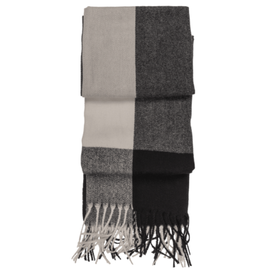 Square patterned scarf with frings, 65 x 180 cm