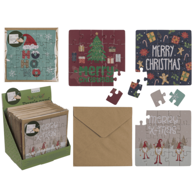 Square shape gift card, puzzle, X-Mas,