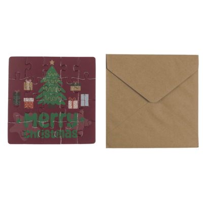 Square shape gift card, puzzle, X-Mas,