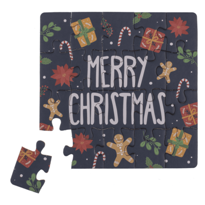 Square shape gift card, puzzle, X-Mas,