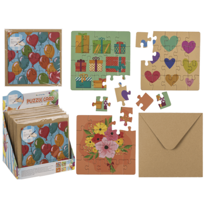 Square shaped gift card, puzzle, Birthday,