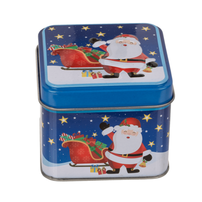 Square tin box, Chrismtas,