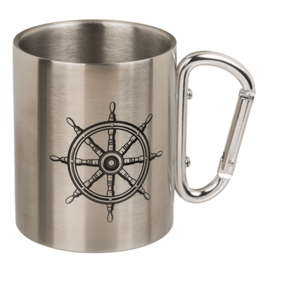 Stainless steel mug with carabiner, Maritime,