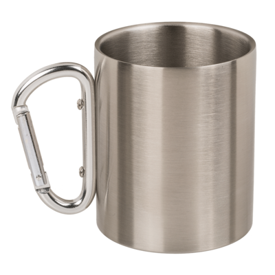 Stainless steel mug with carabiner, Travel,