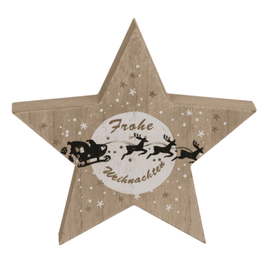 Standing wooden star with black/white colored