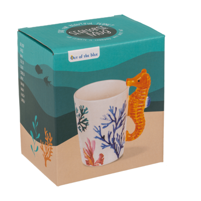 Stoneware mug,Seahorse,11 x 8,5 cm,300 ml,