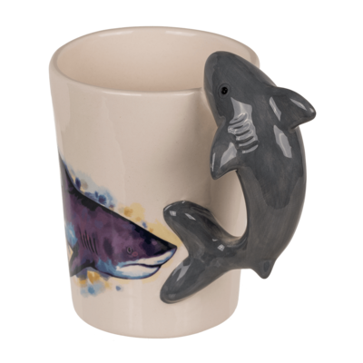 Stoneware mug,Shark,11 x 8,5 cm, 300 ml,