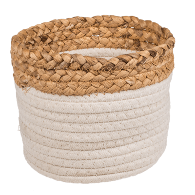 Storage basket with seagrass rim,