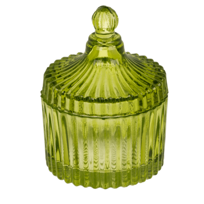 Storage jar with lid, currugated,