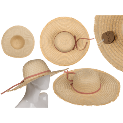 Straw Hat with ribbon, Elegant Chic,