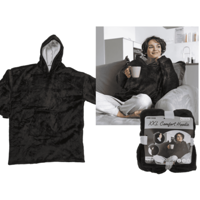 Sudadera con capucha XXL negra, talla única