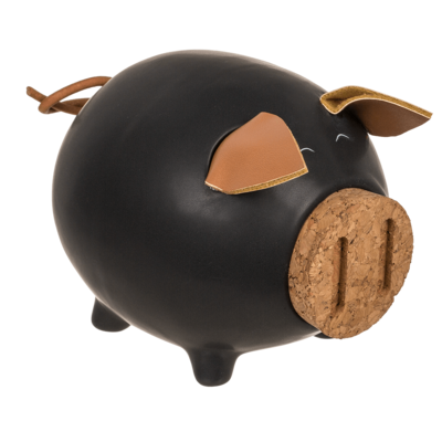 Sving bank, pig with corc closing nose,