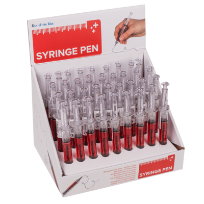 Syringe Pen with red liquid,