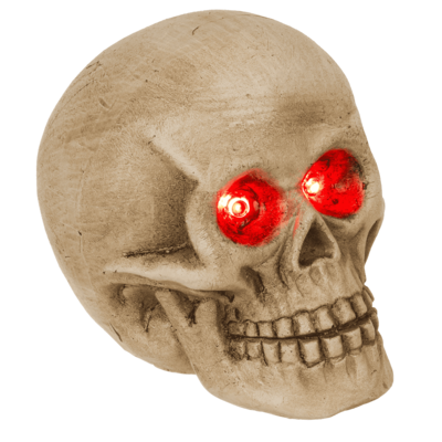 Tête de mort déco avec yeux LED rouges,