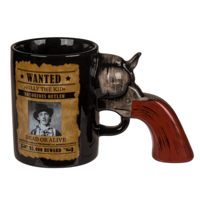 Taza, Wanted con revólver,