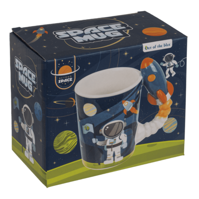 Taza con asa de cohete, espacial