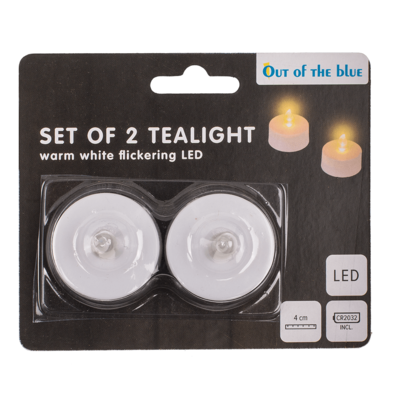 Tealight with warm white flickering LED,