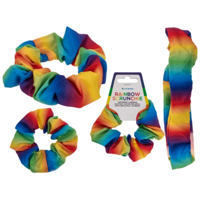 Textile Hair Ribbon, Rainbow Scrunchie,