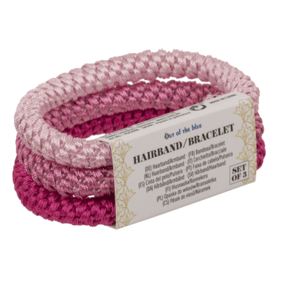 Textile hairband/bracelet, Pink Shades