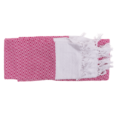 Toalla de terciopelo fouta rosado/blanca
