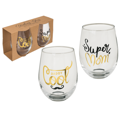 Trinkglas, Super Mom & Daddy Cool,