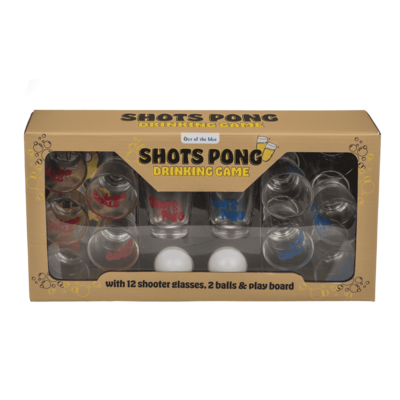 Trinkspiel, Shots Pong, mit 2 Bällen, Spielfeld &