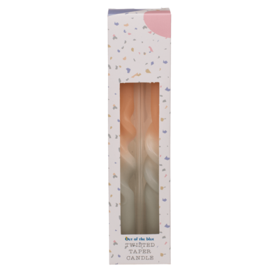 Twisted taper candle with colour gradient, Pastel,