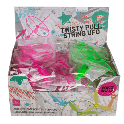 Twisty Pull-string Ufo, Neon, approx. 20,5 cm,