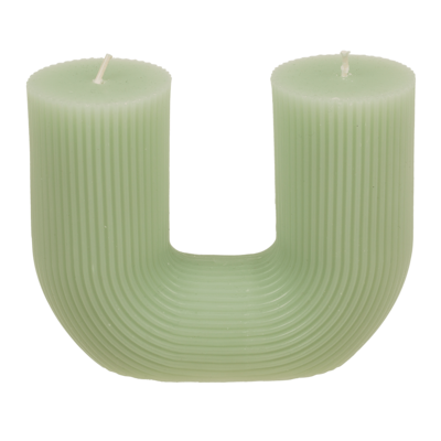 U-shaped candle, with 2 wicks, ca.14,5 x 5 cm,