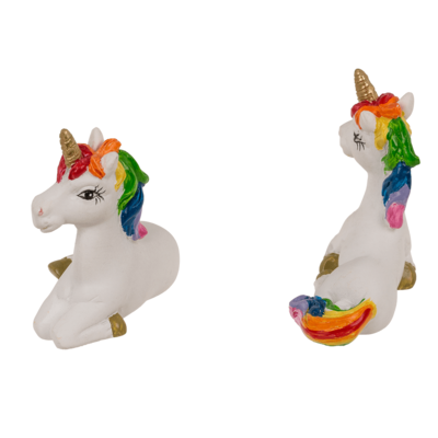 Unicorn, in rainbow paper bag,