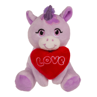 Unicorno di peluche, con cuore