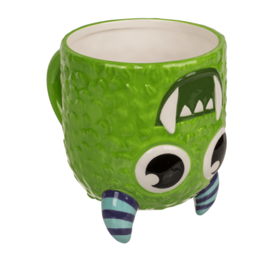 Upside Down Mug, Monster, green, ca. 12 x 14 cm,
