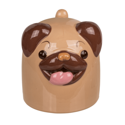 Upside Down Mug, Pug, ca. 12 x 14 cm, dolomite