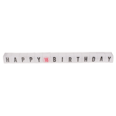 Velas cuadradas con letras, Happy 18 Birthday,