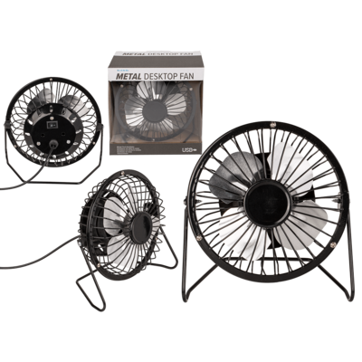 Ventilatore da tavolo in metallo, nero,