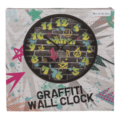 Wall clock, Graffiti, 30 x 30 x 4,5 cm,