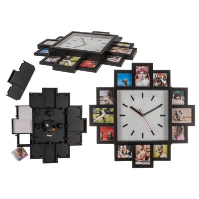 Wall clock with 12 photo frames,