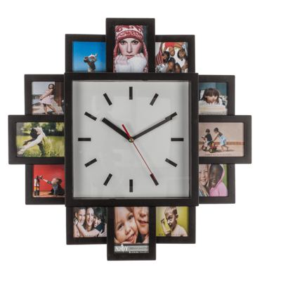 Wall clock with 12 photo frames,